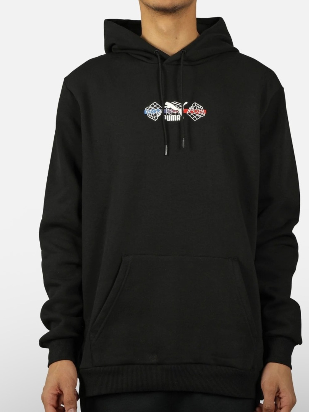 Puma Black Hoodie with Rubik's Cube Chest Graphic